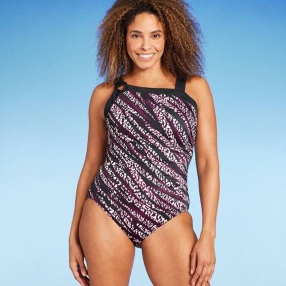 Aqua Green Other - Women's UPF 50 Asymmetrical Shoulder One Piece Swimsuit - Aqua Green